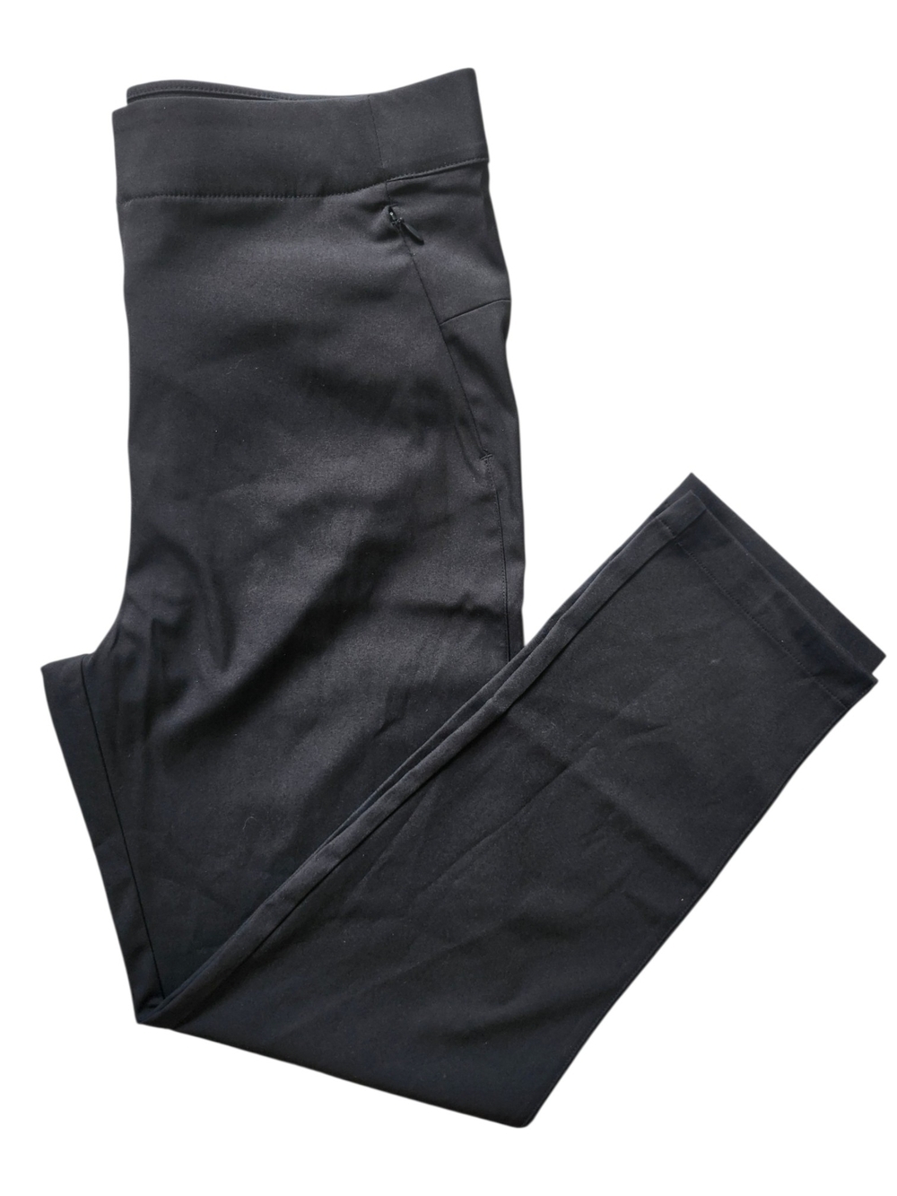 Lole Black Straight Leg Pants Women's Size 10 Stretch Travel Career Zip Pocket